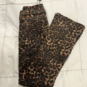 Fashion Nova Leopard Print Flare Jeans